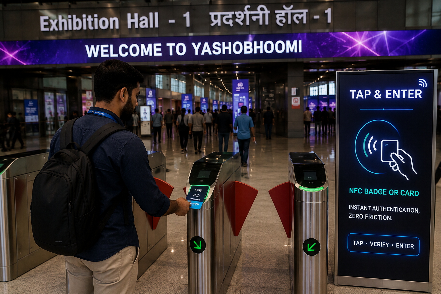 Tap NFC smart card for entry authentication